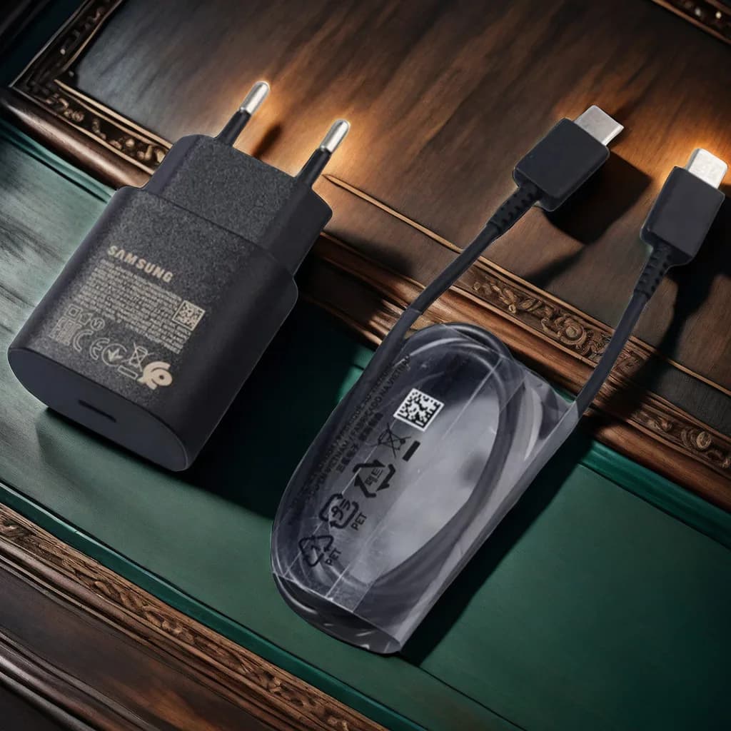 شاحن سامسونج الأصلي 25 واط نوع سي شحن سريع - متوافق مع سلسلة A وS ونوت - 6