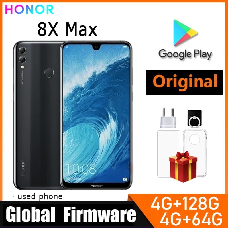 هاتف HONOR 8X MAX الذكي، إصدار عالمي، نظام EMUI 8.2.0 (أندرويد 8.1)، شاشة 7.12 بوصة، بطارية 5000 مللي أمبير، معالج Snapdragon 660، هاتف مستعمل