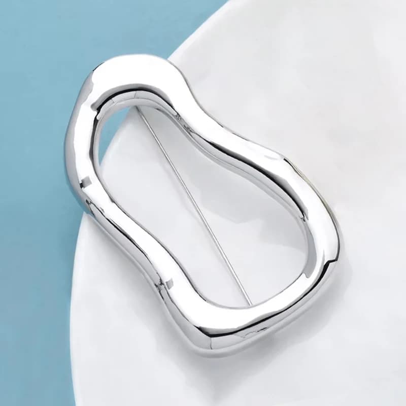 Wuli&baby Stainless Steel Big Circle Brooches Pins For Women Men 2-color All-match Geometric Brooch Gifts - 6
