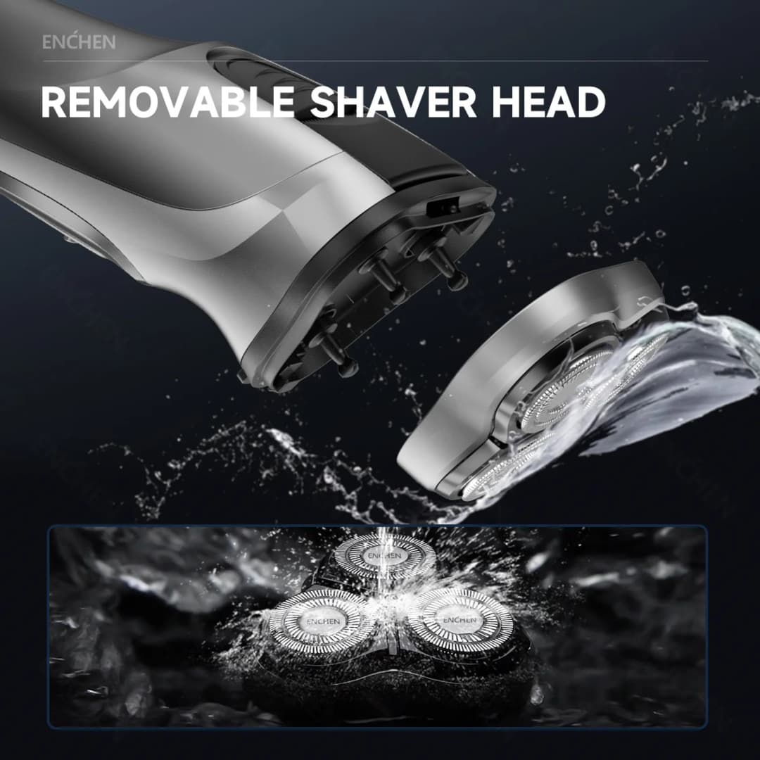 ENCHEN Blackstone Electrical Rotary Shaver for Men 3D Floating Blade Washable Type-C USB Rechargeable Shaving Beard Machine - 6