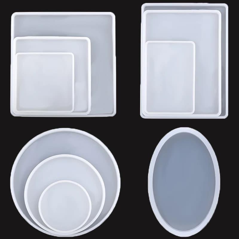 Round Square Rectangle Oval Coaster Silicone Mold Epoxy Resin Mold For DIY Jewelry Storage Base Making Cup Tray Home Decoration