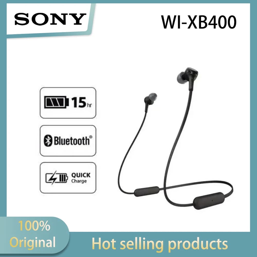 Sony WI-XB400 Powerful Bass Neck Hanging Bluetooth Earphones Deep Bass Wireless Stereo Call Clear and Long lasting Battery Life