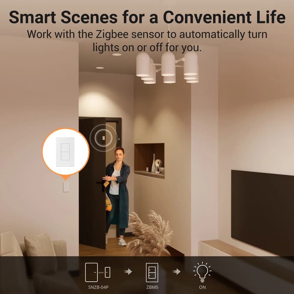 SONOFF ZBM5-120 Zigbee Smart Wall Switch Voice Control via eWeLink App Alexa Google No Neutral Wire Relay Detach Smart Scene - 4
