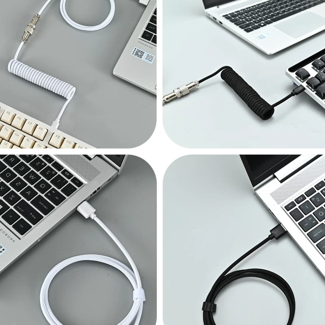USB Type C Mechanical Keyboard Coiled Cable Hardware Linker Usb GX16 Aviation Mechanical Cable Spiral Gaming Usb Keyboard Cable - 3