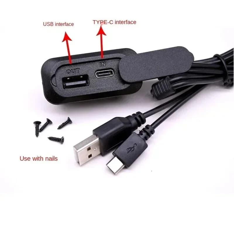 5 قطع من محولات شحن USB خارجية للحقائب مع كابل شحن وملحقات شحن USB من نوع C