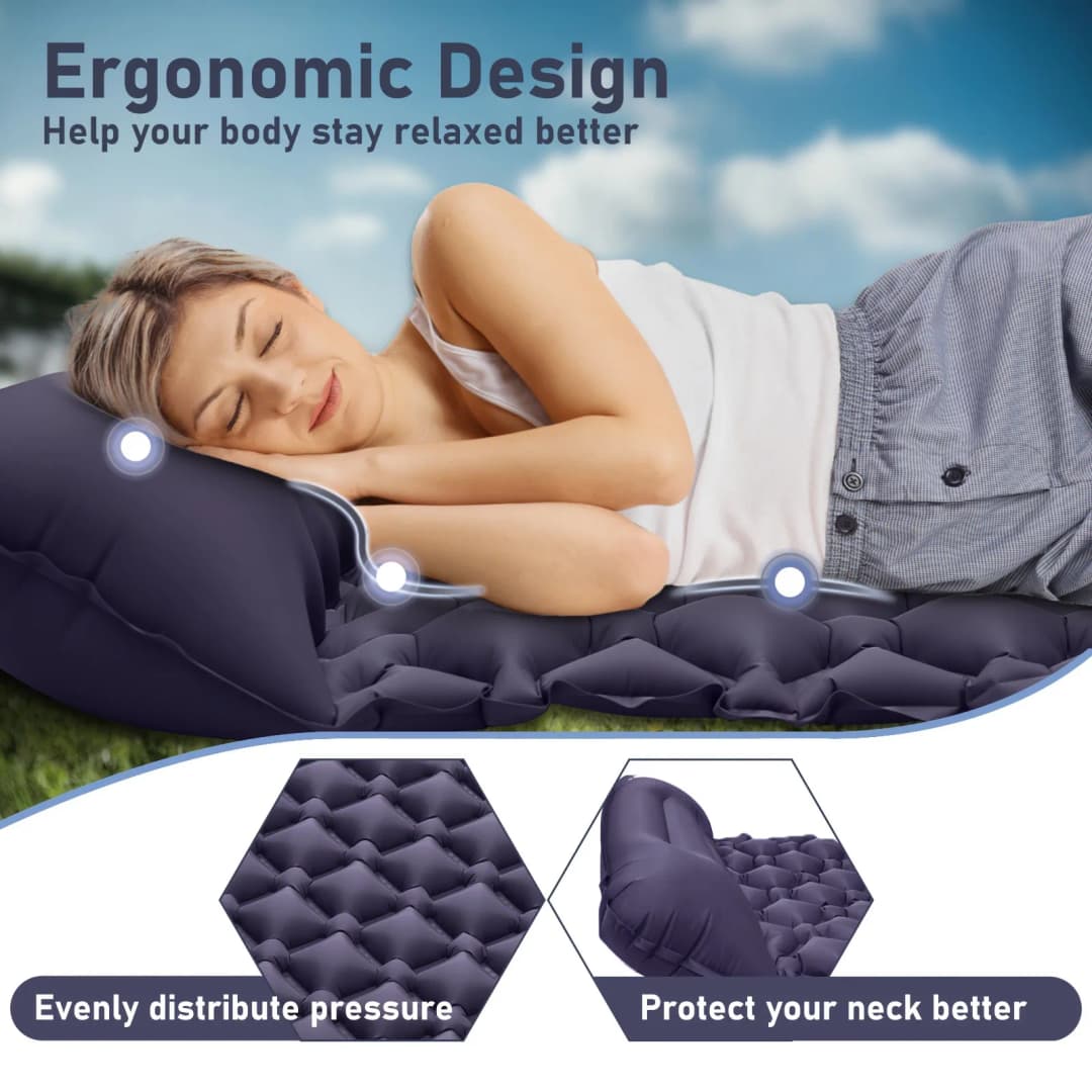 PACOONE Camping Press-type Inflatable Mattress Moisture Waterproof Outdoor Sleeping Pad Bed Beach Air Mat Tent Travel Cushion - 6