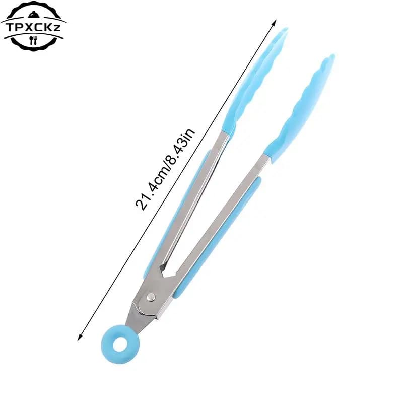 Silicone BBQ Grilling Tong Kitchen Cooking Salad Bread Serving Tong Non-Stick Barbecue Clip Clamp Stainless Steel Tools Gadgets - 6