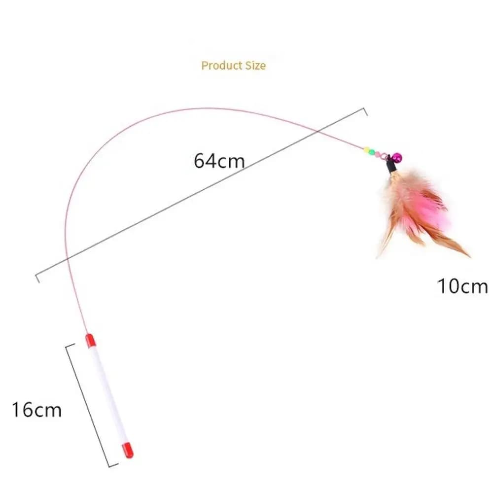 1PCS Metal Wire Funny Cat Stick Cat Toy Pet Toy with Feather Bell Funny Cat Rod Pet Supplies - 6