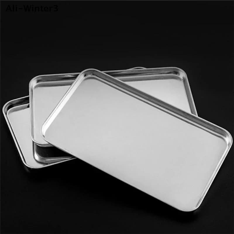 Rectangle Stainless Steel Tray Commercial Buffet Presentation Tray Food Serving Plate Rice Noodle Pan Dishes Storage Organizer - 3