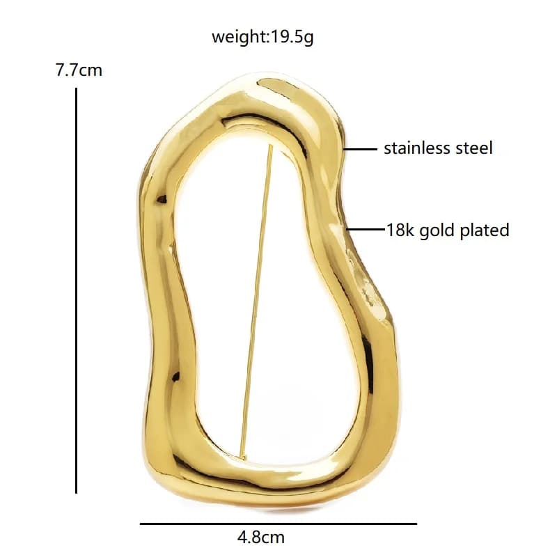 Wuli&baby Stainless Steel Big Circle Brooches Pins For Women Men 2-color All-match Geometric Brooch Gifts - 3