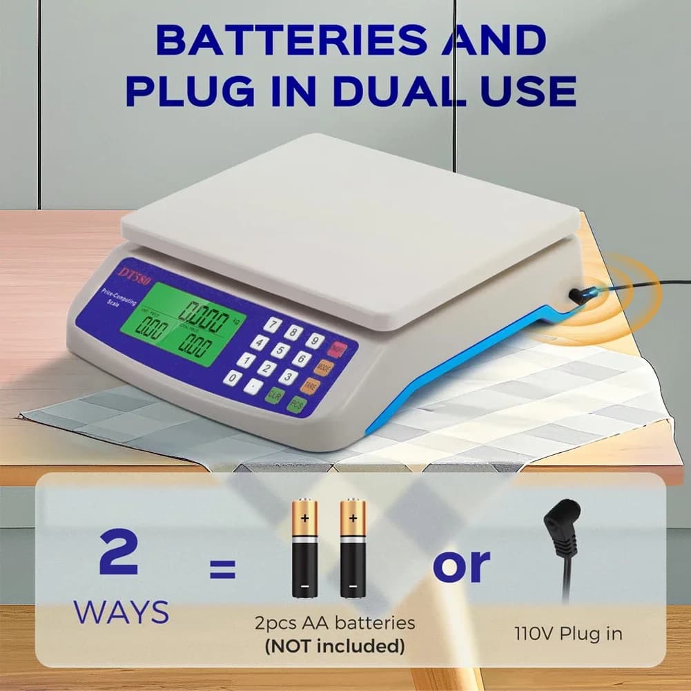 ميزان مطبخ رقمي كبير 40 كجم/1 جرام مع وظيفة الوزن الصافي ميزان حساب الأسعار ميزان عد من الفولاذ المقاوم للصدأ للحوم الخضروات - 5