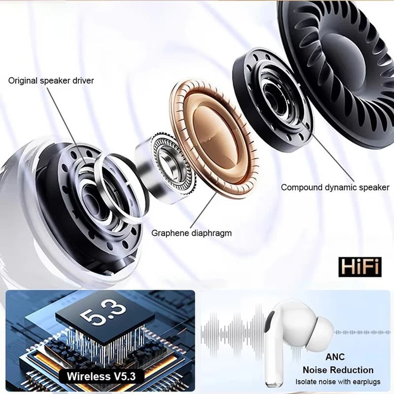 سماعات بلوتوث لاسلكية أصلية برو 5 TWS سماعات أذن صغيرة رياضية إلغاء الضوضاء سماعات رأس للألعاب لهواتف أبل آيفون - 3