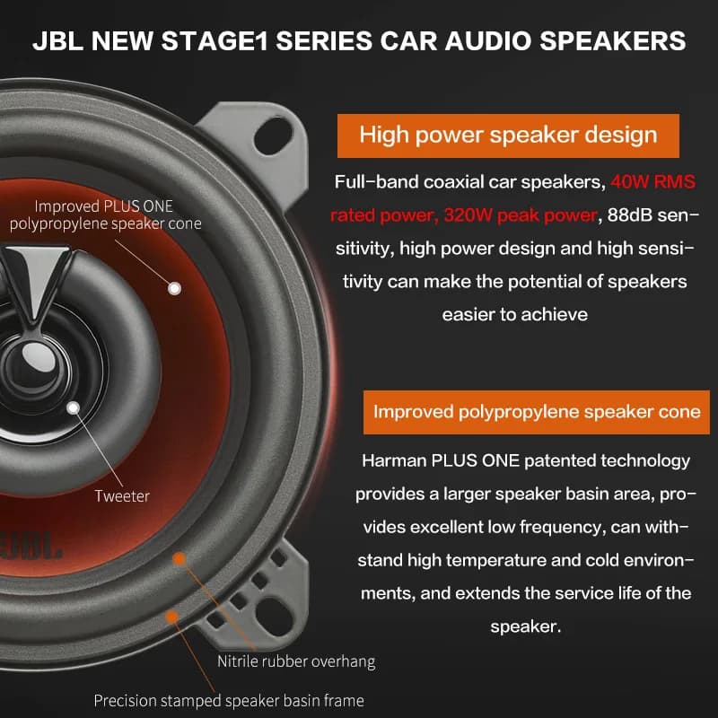 JBL car audio speaker 4-inch coaxial speakers 2-way stereo speakers car subwoofer full-frequency tweeter and midrange - 2