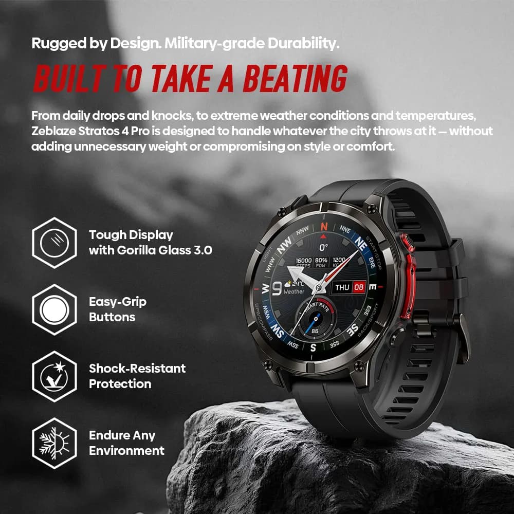 New Zeblaze Stratos 4 Pro GPS Smart Watch 1.43''AMOLED Display Dual-Color Flashlight Music Storage 170+ Workout Modes SmartWatch - 2