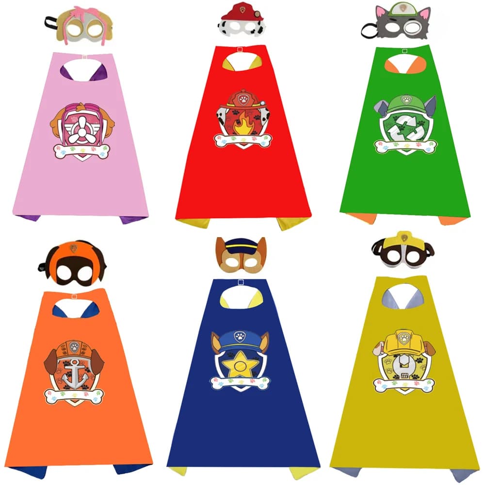 عباءة كيب للكلاب الكرتونية للأطفال مع قناع العين مارشال تشيس سكاي زوما رابيل روكي عباءة زي تنكري للأطفال زي هالوين