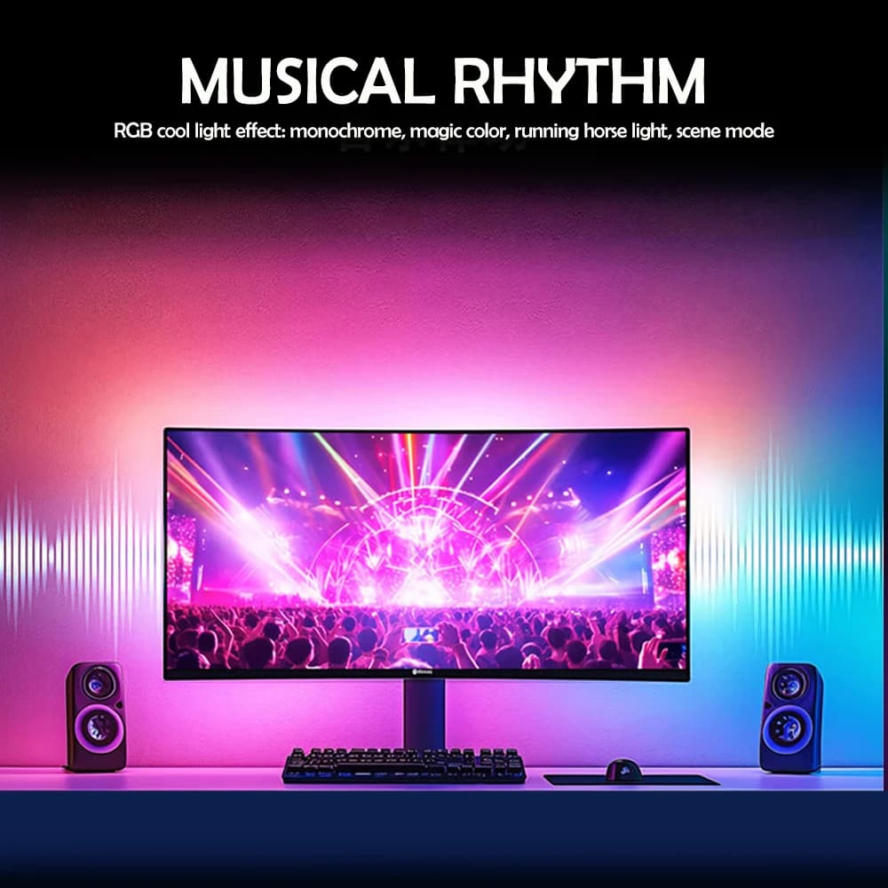 RGB Game Ambient Sync LED Light Strip Computer Monitor Display Backlight DIY Color Pickup Light Smart Gaming Room Decor - 3