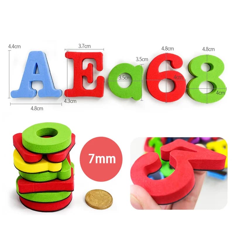 Magnetic Letters Numbers Alphabet ABC 123 Fridge Magnets Plastic Educational Preschool Learning Toy Set Uppercase Lowercase Math - 6