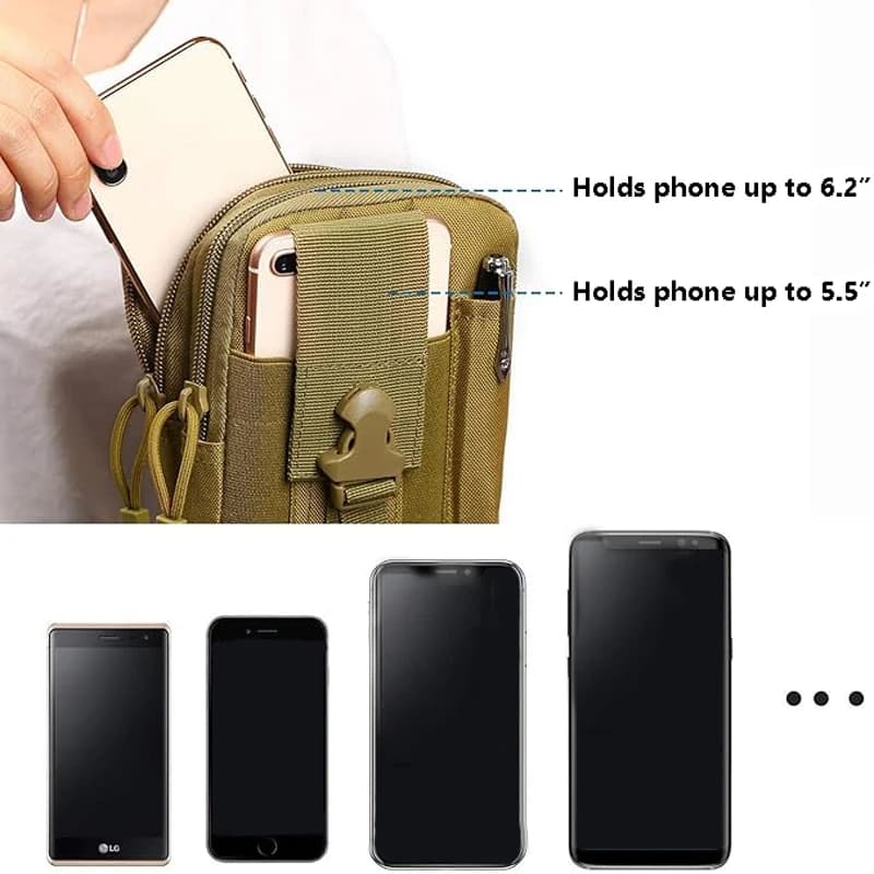 Universal EDC Tactical Molle Pouch Waist Bag with Cell Phone Holster Outdoor Gear Tool Gadget Pocket Belt Bags - 3