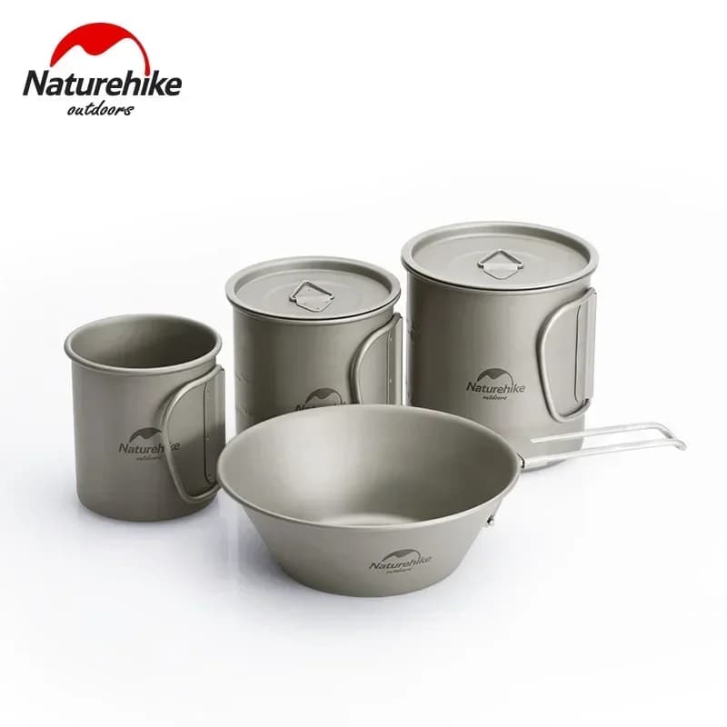 Naturehike Titanium Cup Camping Mug Tourist Tableware Picnic Utensils Outdoor Kitchen Supplies Travel Cooking Cookware Pan Bowl - 2
