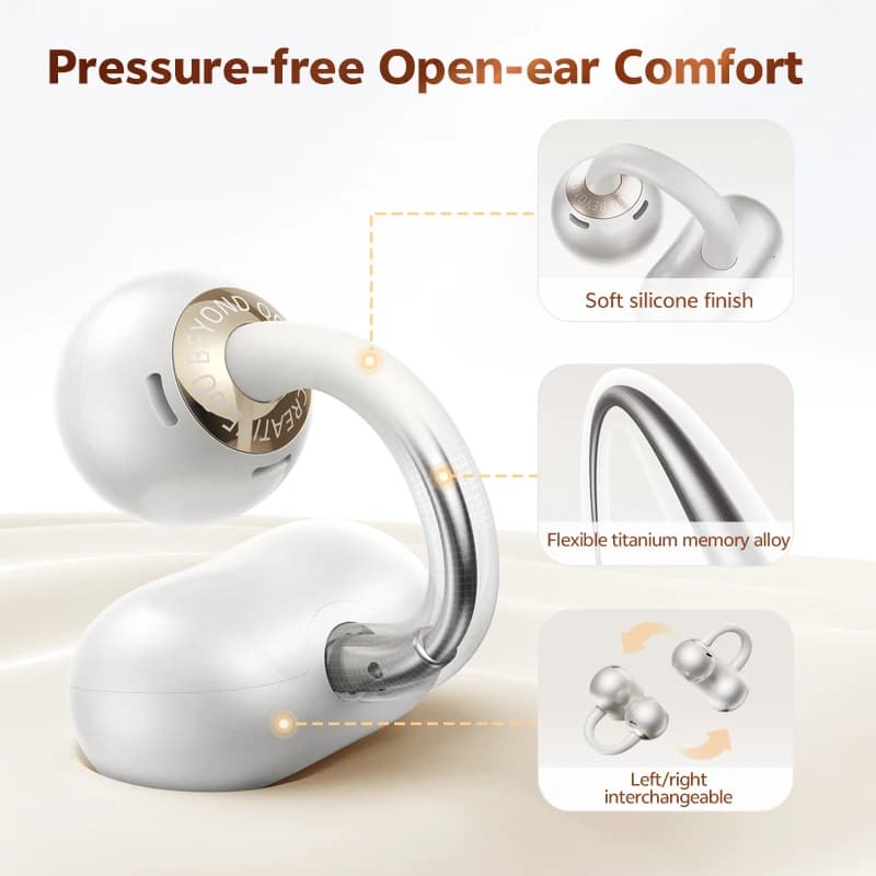 QCY Crossky C50 CT06 Clip-On Earbuds Bluetooth 6.0 Open-Ear Dual-Magnet Drivers Bass Boost Headset 4 Mic AI Clear Calls 35H IPX5 - 2