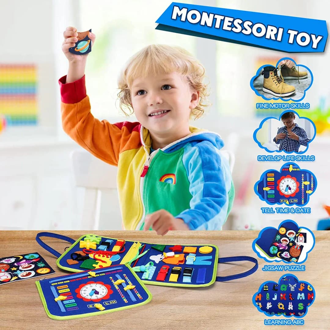 Montessori Toys Busy Board Sensory Activity Developing Board for Motor Skills,Learning Board for Toddlers - 4