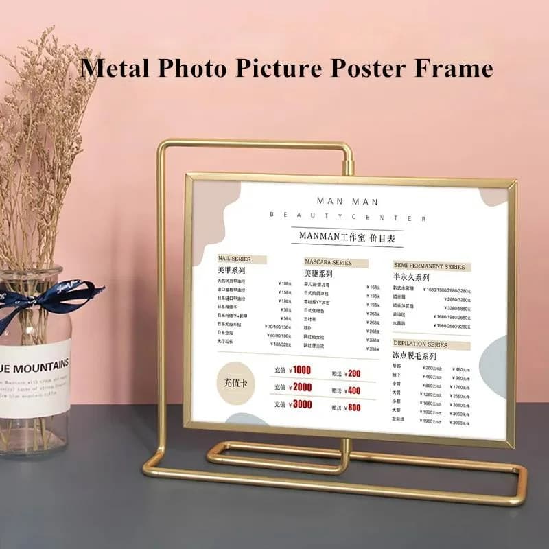152x203mm 8 Inch Rotating Menu Paper Sign Holder Display Stand Valentine's Day Wedding Gift Shelf Metal Photo Picture Frame - 5