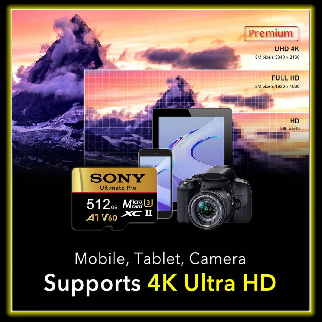 بطاقة ذاكرة Sony Micro SD بطاقة TF عالية السرعة للهاتف وكاميرا الطائرة بدون طيار 1 تيرا بايت 512 جيجا بايت 128 جيجا بايت 64 جيجا بايت فئة 10 V60 U3 - 3