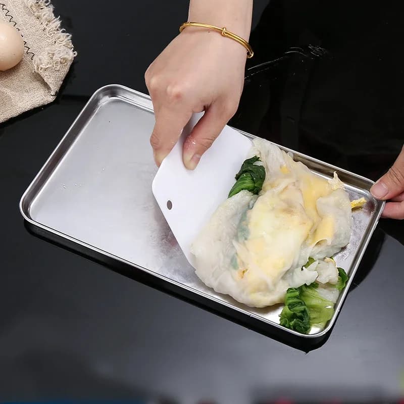 Stainless Steel Rectangle Food Storage Trays Sausage Noodles Fruit Dish Pastry Baking Plates for Restaurant Hotel Kitchen - 4
