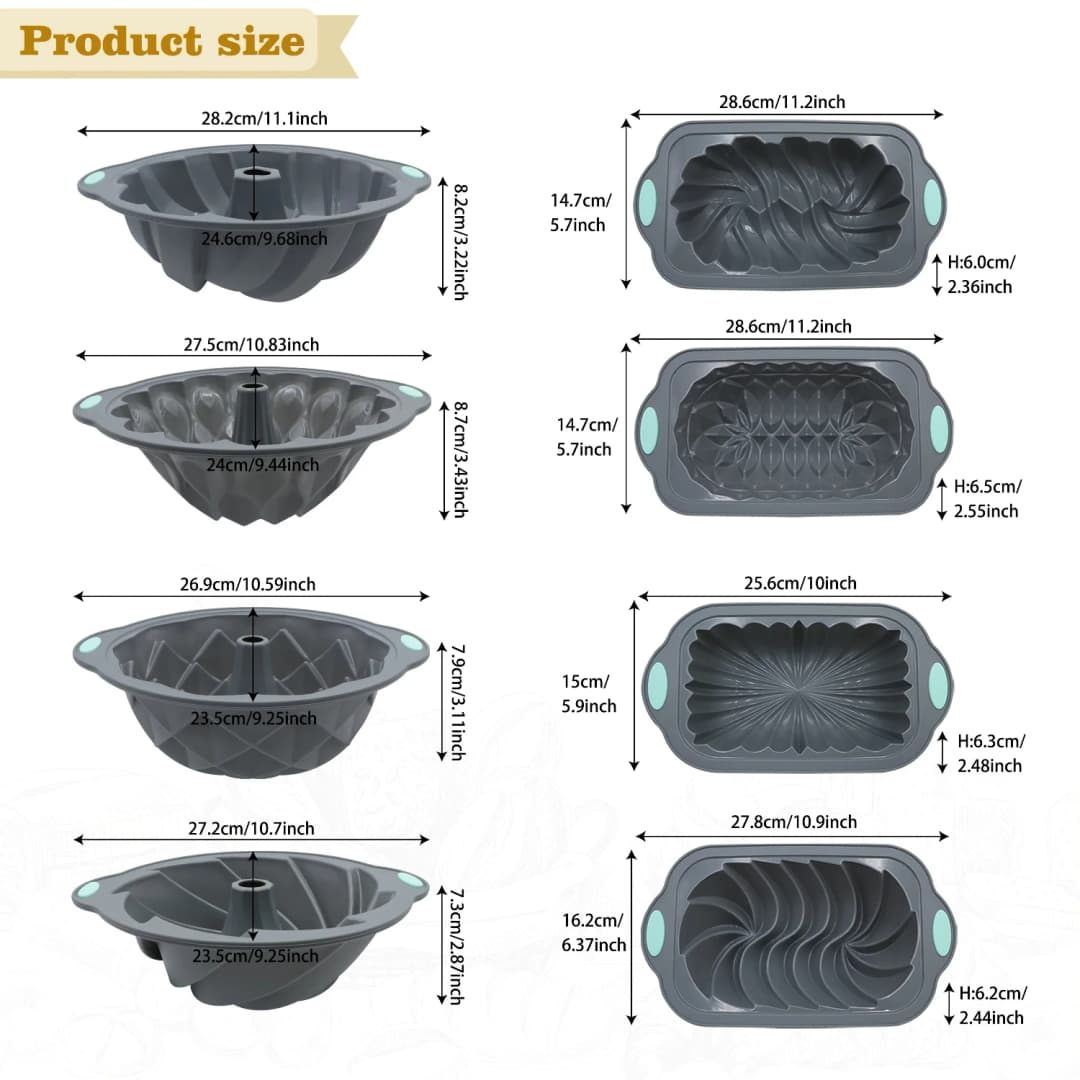 Silicone Bakeware Set Versatile Cake Molds Non-Stick Flower & Assorted Shapes Baking Pans Muffins Chocolates Moulds - 5