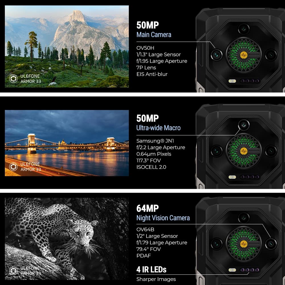 【عرض عالمي】 هاتف Ulefone Armor 33 4G متين ببطارية 25500 مللي أمبير وسعة تخزين 512 جيجابايت وذاكرة تصل إلى 24 جيجابايت وشاشة 120 هرتز و6.59 بوصة وNFC بنظام أندرويد 15، نسخة عالمية - 4