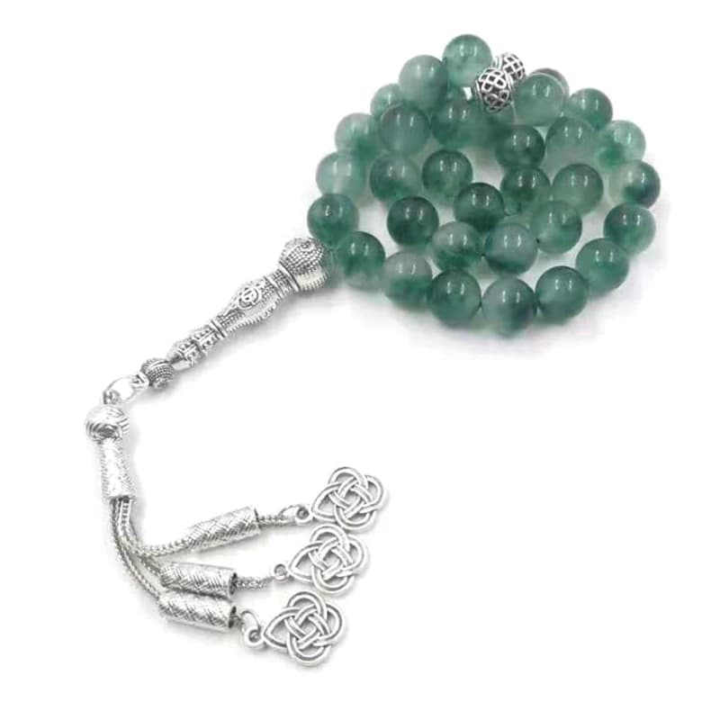 Tasbih Natural tasbih green Jade stone misbaha bracelet isalmic eid gift Muslim prayer beads turkish fashion accessory - 4