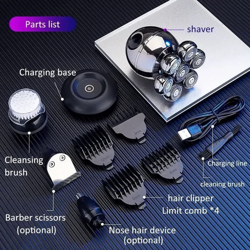 7D Floating Cutter Electric Shaver Head Base Charging Portable Men Beard Trimmer Clipper Skull Shaver Waterproof Shaving - 5