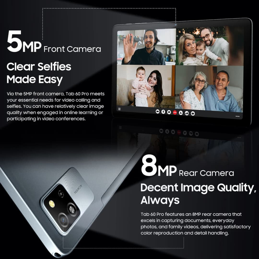 جهاز لوحي بلاكفيو تاب 16 برو 11 بوصة بشاشة FHD+ وذاكرة 8 جيجابايت + 256 جيجابايت وكاميرا 13 ميجابكسل + 8 ميجابكسل ووايدفين L1 وبطارية 7700 مللي أمبير بنظام أندرويد 14 - 6