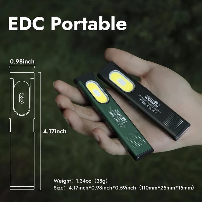 كشاف LED محمول WARSUN T7، كشاف جيب صغير 800 لومن، قابل لإعادة الشحن، قاعدة مغناطيسية، كليب، إضاءة عمل، للتنزه، الصيد، الاستخدام اليومي - 5