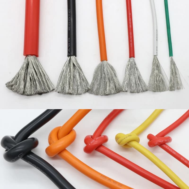 كابل مقاوم للحرارة 1 متر/5 متر 30 28 26 24 22 20 18 16 15 14 12 10 8AWG سلك سيليكون ناعم للغاية مرن من النحاس عالي الحرارة - 6