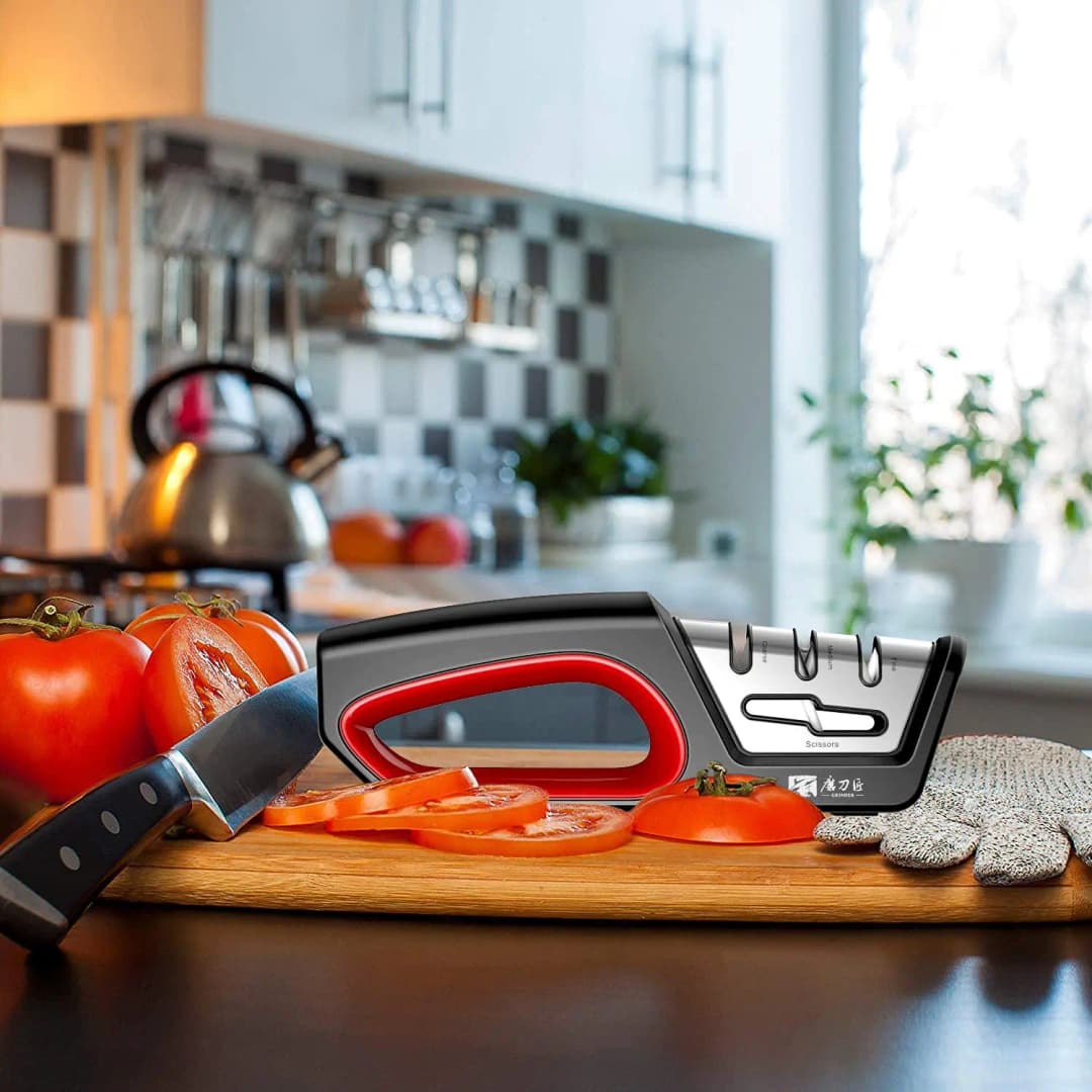 Four in one kitchen sharpener restores serrated blade knives and scissors, diamond tungsten steel ceramics - 6