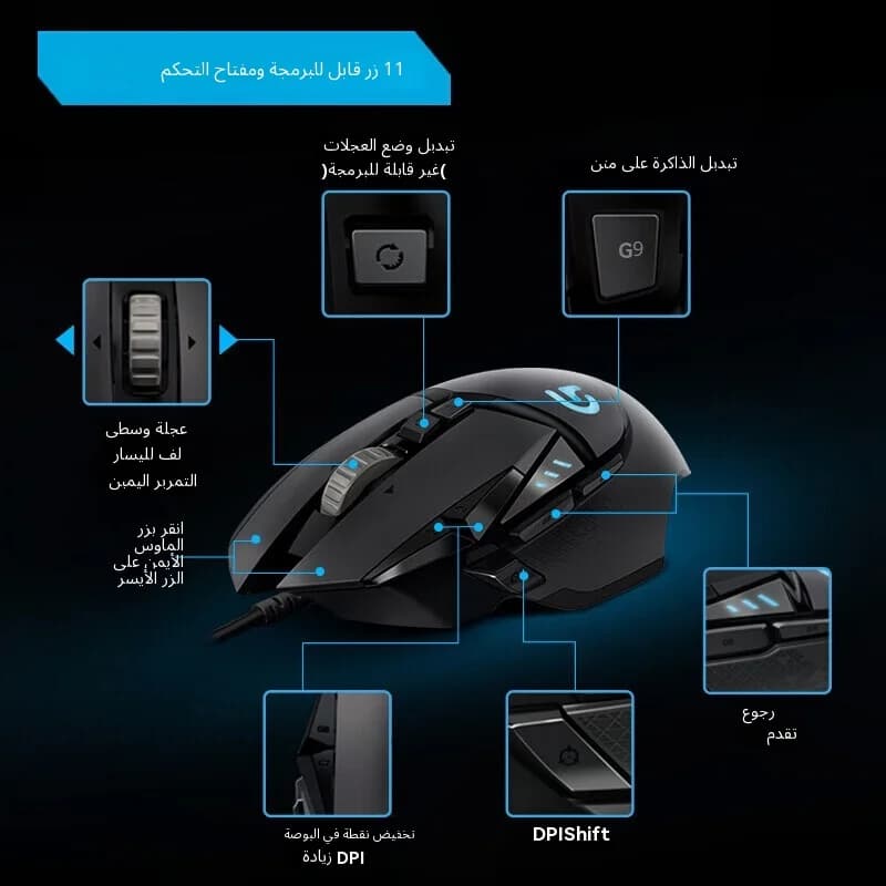 ماوس الألعاب اللاسلكي لوجيتك G502 LIGHTSPEED، تأخير منخفض، مناسب للرياضات الإلكترونية والمكتب، متوافق مع سطح المكتب واللاب توب - 3