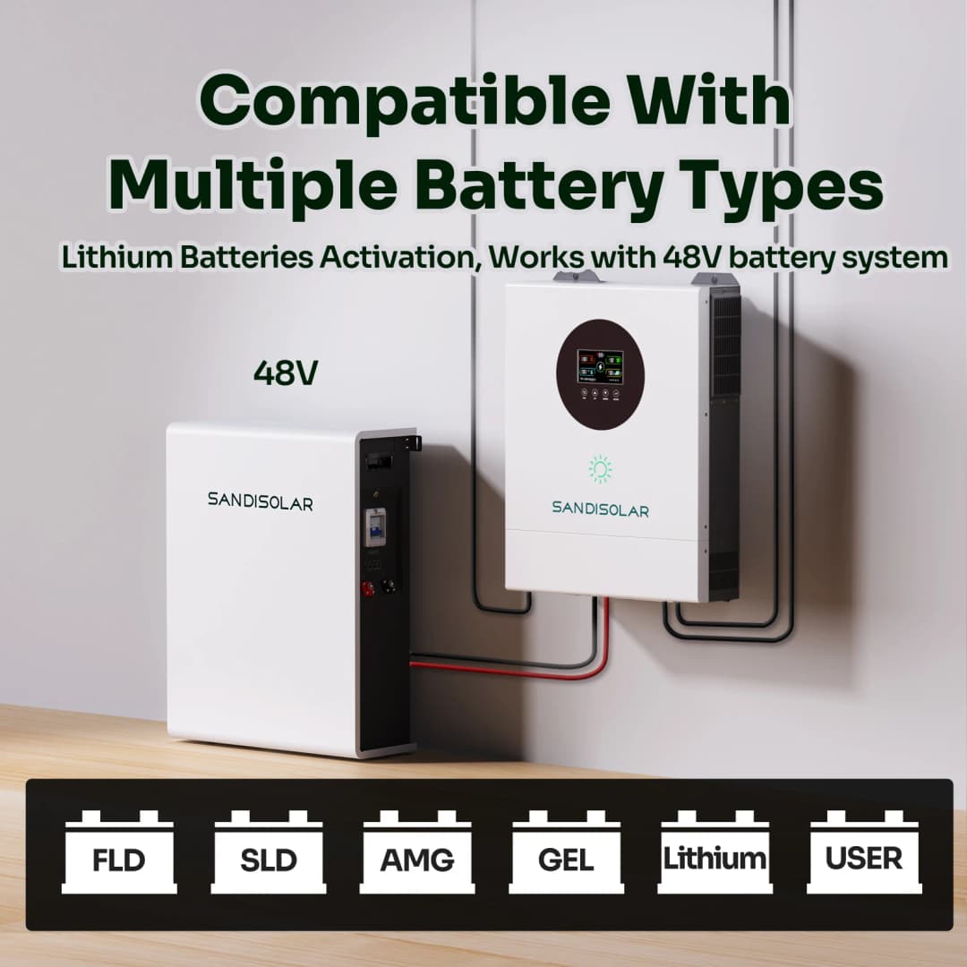 SANDISOLAR 6.2KW 11KW Parallel Hybrid Solar Inverter Pure Sine Wave Photovoltaic Inverter 48V 230VAC MPPT WiFi - 4