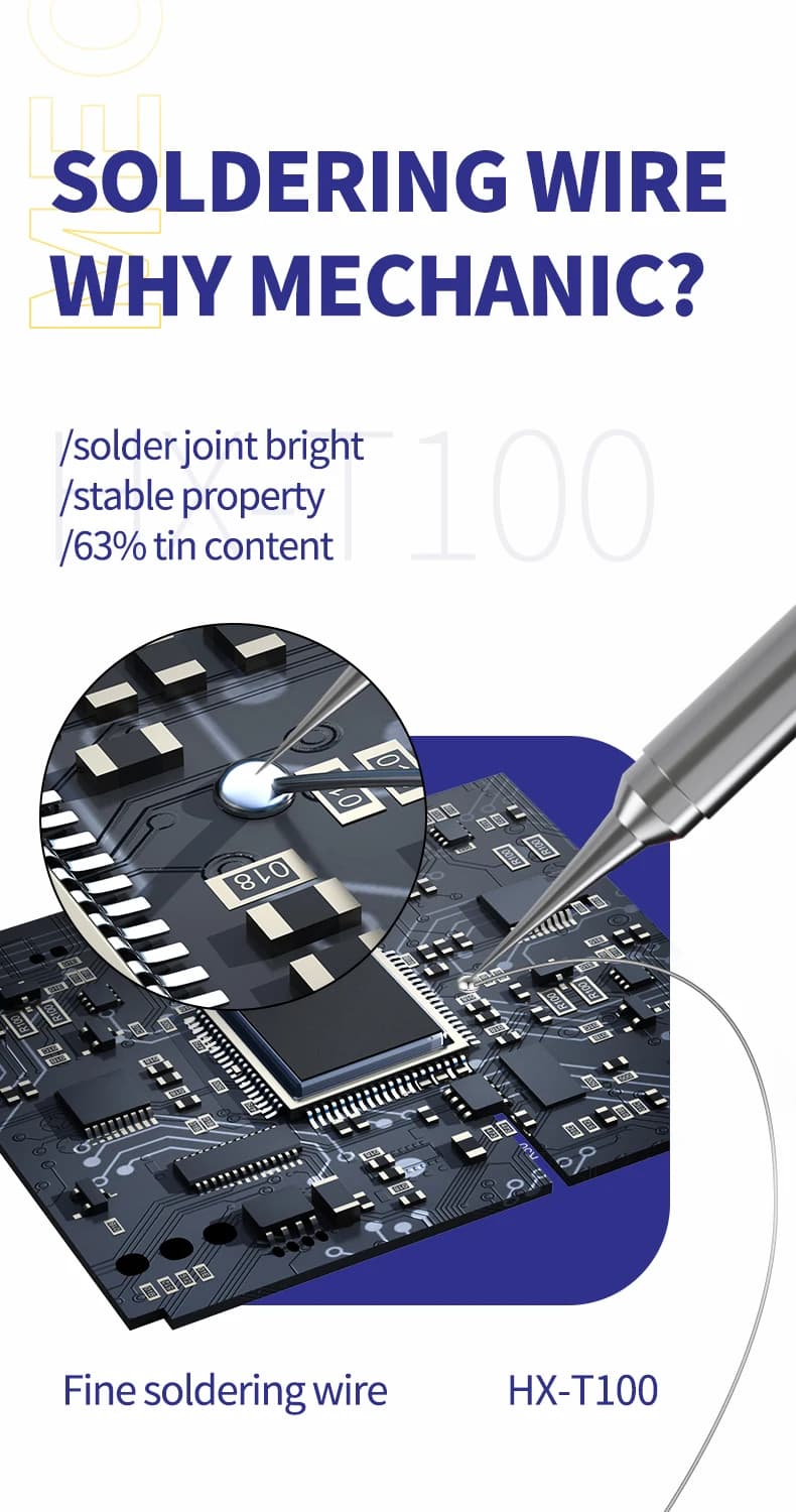 【MECHANIC】 HX-T100 55g Soldering Wire Mild Rosin Core 0.3mm 0.4mm 0.5mm 0.6mm 0.8mm 1mm 1.2mm For iPhone Samsung Repair Tool - 2