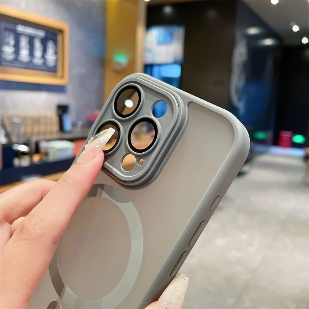 Lens Protection Case For iPhone 11 12 13 Proa Mx mini 15 16 Plus iPhone 16 15 14 Matte Translucent Magsafe Wireless Charge Cover - 5