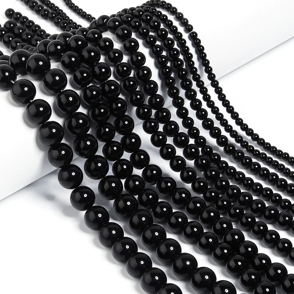 4 6 8 10 12mm Black Glass Beads Smooth Round Loose Spacer Beads For Jewelry Making DIY Handmade Bracelets Necklace Accessories