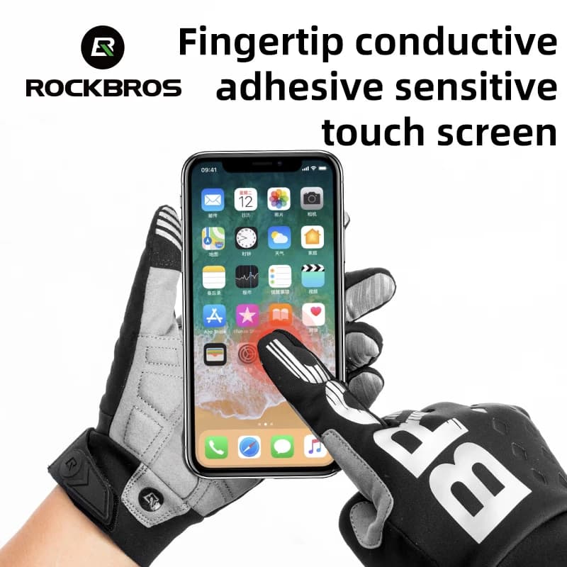 قفازات دراجات من ROCKBROS، قفازات SBR سميكة مقاومة للصدمات، دافئة، ممددة لشتاء وخريف، قفازات دراجات رياضية قابلة للتنفس - 3
