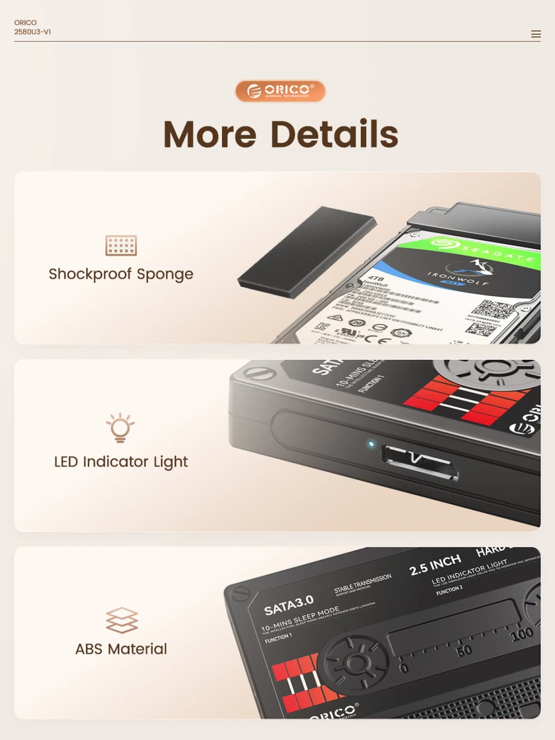 حافظة أقراص صلبة خارجية ORICO 2.5 بوصة من SATA إلى USB3.0 بسرعة 5Gbps / 6Gbps مع ملصق DIY - 5