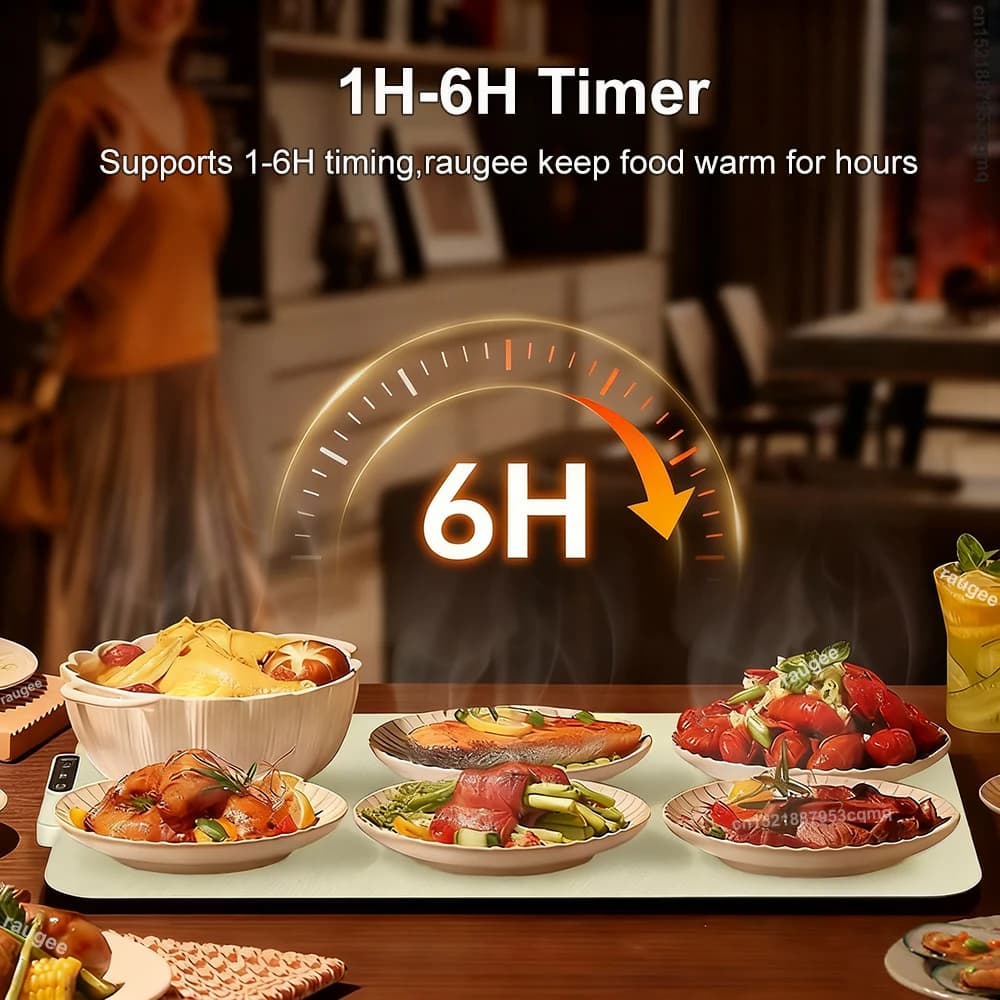 لوحة تسخين كهربائية مع حصيرة تسخين الطعام من السيليكون - صينية تسخين سريعة قابلة للطي - 5