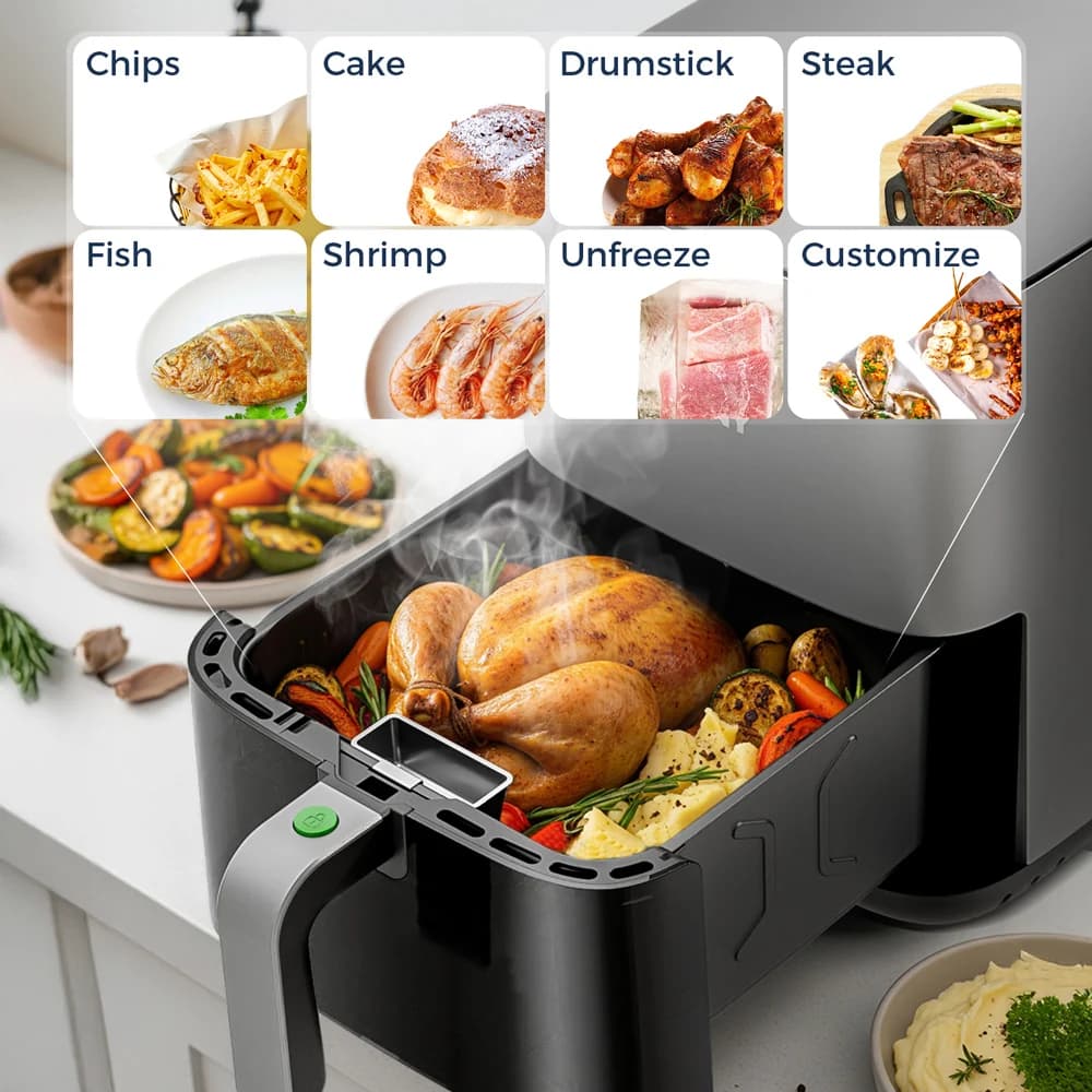ROUNY Air Fryer 5L, Electric Hot Fryer Oven Oilless Cooker with Touch Control & Nonstick Basket & Visible Window, Family Size - 3