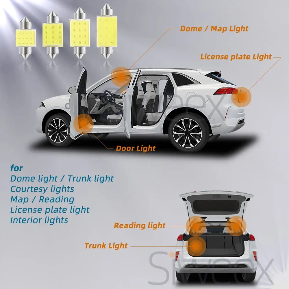C5W C10W 31mm 36mm 39mm 41mm/42mm Dome Festoon COB LED Car Reading Interior Lamp License Plate White Lights Blue DC 12V - 5