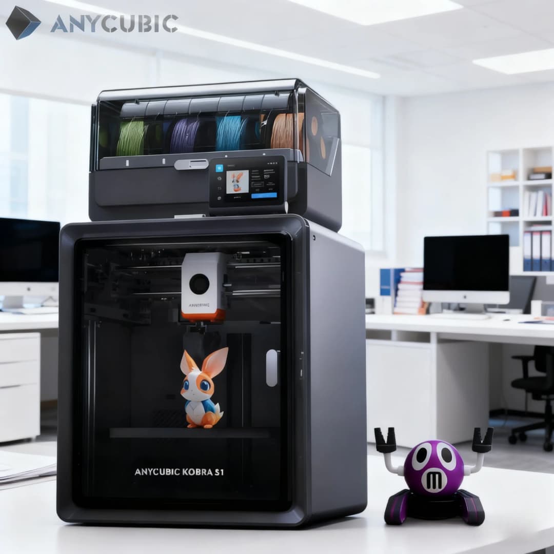 طابعة Anycubic Kobra S1 Combo ثلاثية الأبعاد بدقة عالية وطباعة صامتة متعددة الألوان بسرعة عالية بحجم طباعة 250x250x250 مم - 2