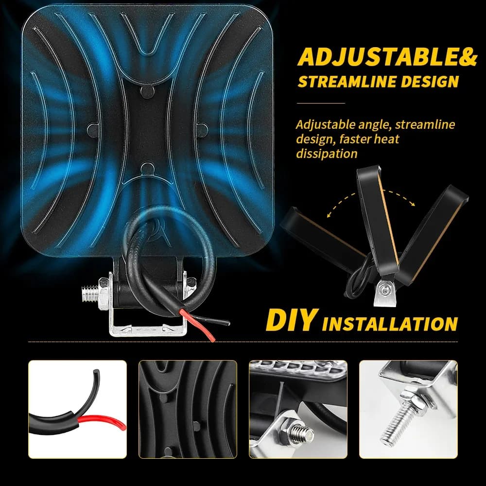 شريط إضاءة LED 48 واط إضاءة عمل شريط إضاءة LED للسيارة جرار قارب شاحنة 4X4 كشاف WD SUV ATV إضاءة LED أمامية للطرق الوعرة - 4