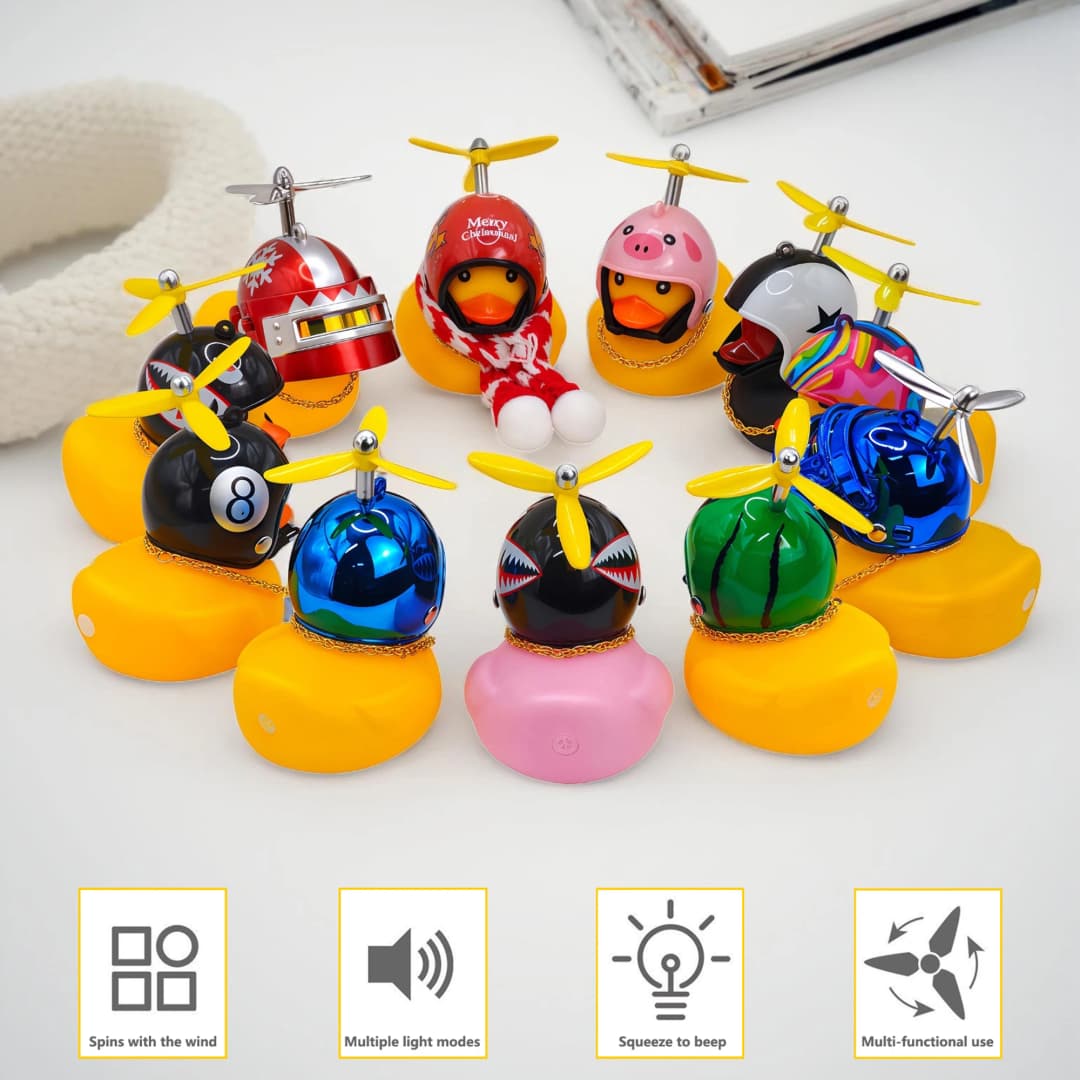 Bells Bicycle Yellow Duck Cartoon Little Yellow Ducks Helmet Head Light Shining Duck Bicycle Bells Handlebar Bicycle Accessories - 5