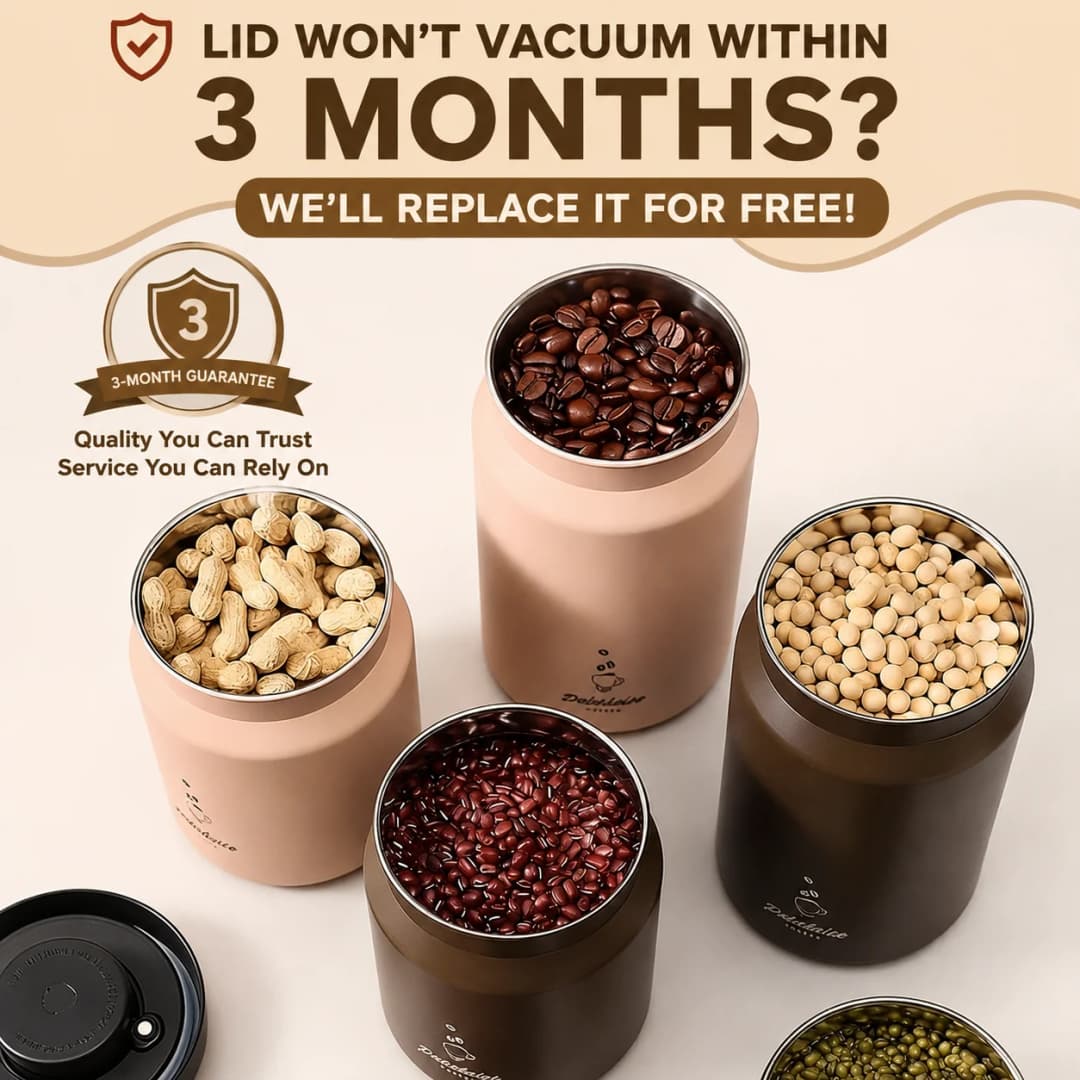 Vacuum Coffee Bean Storage Container Stainless Steel Airtight Canister Coffee Grinder Spice Food Storage Jar Kitchen Tool - 3